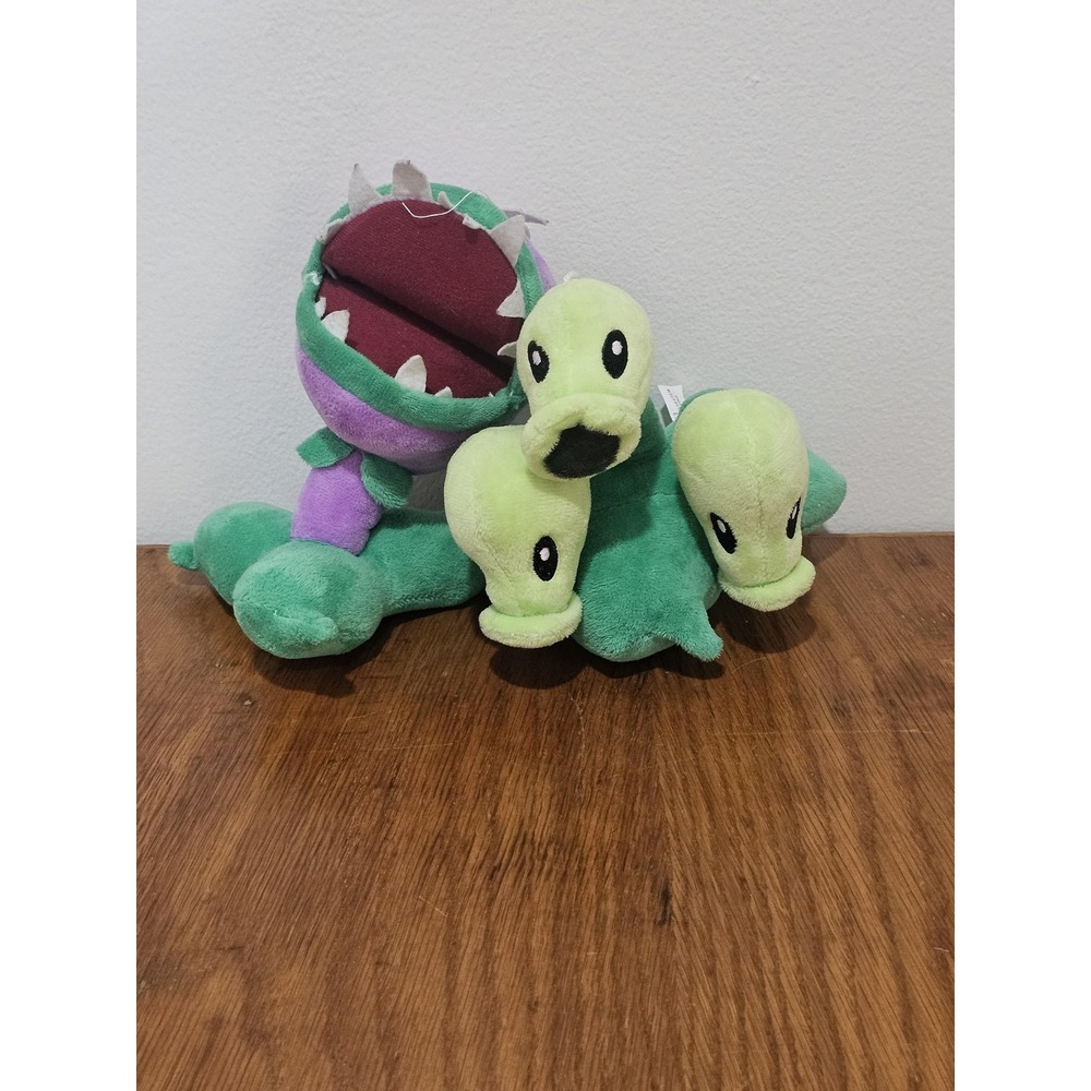 Plants vs Zombies Threepeater Chomper Plush Soft Stuffed with Suction Cups